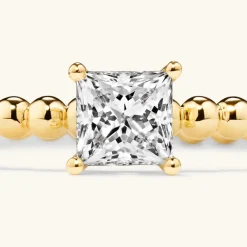 Rings<Mejuri Princess Cut Diamond Bold Beaded Ring