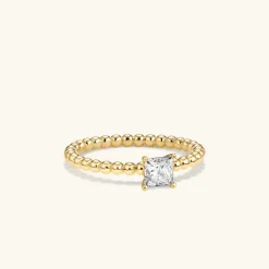 Rings<Mejuri Princess Cut Diamond Bold Beaded Ring