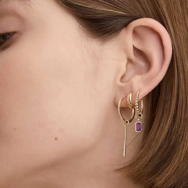Earrings<Mejuri Single Bar Hoop Charm