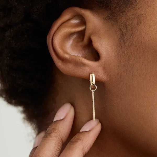 Earrings<Mejuri Single Bar Hoop Charm