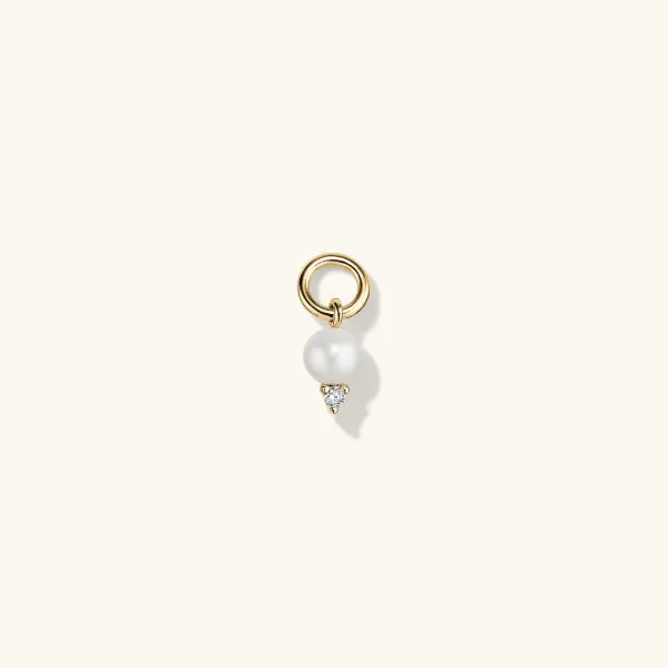 Earrings<Mejuri Single Diamond And Pearl Hoop Charm