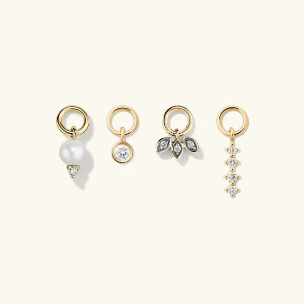 Earrings<Mejuri Single Diamond And Pearl Hoop Charm