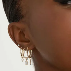 Earrings<Mejuri Single Diamond And Pearl Hoop Charm