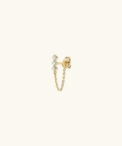 Earrings<Mejuri Single Diamond Trio Chain Stud