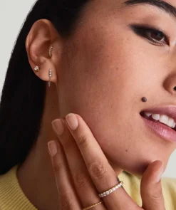 Earrings<Mejuri Single Diamond Trio Chain Stud