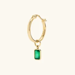 Earrings<Mejuri Single Emerald Cut Gemstone Hoop Charm