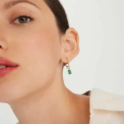 Earrings<Mejuri Single Emerald Cut Gemstone Hoop Charm