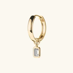 Earrings<Mejuri Single Emerald Cut Gemstone Hoop Charm