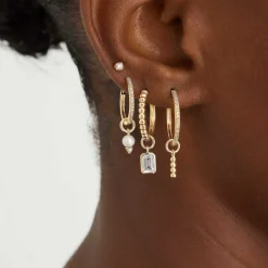 Earrings<Mejuri Single Emerald Cut Gemstone Hoop Charm
