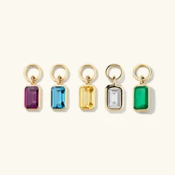 Earrings<Mejuri Single Emerald Cut Gemstone Hoop Charm