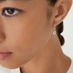 Earrings<Mejuri Single Emerald Cut Gemstone Hoop Charm