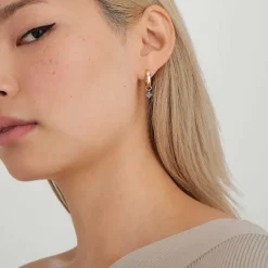Earrings<Mejuri Single Gemstone Cluster Hoop Charm