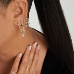 Earrings<Mejuri Single Gemstone Cluster Hoop Charm