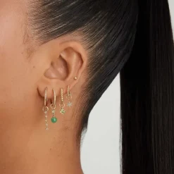 Earrings<Mejuri Single Gemstone Cluster Hoop Charm