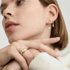 Earrings<Mejuri Single Moon Hoop Charm