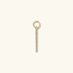 Earrings<Mejuri Single Pav Diamond Bar Hoop Charm