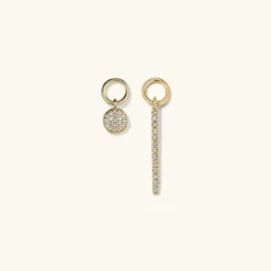 Earrings<Mejuri Single Pav Diamond Bar Hoop Charm