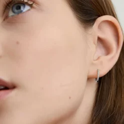 Earrings<Mejuri Single Pav Diamond Huggie Hoop