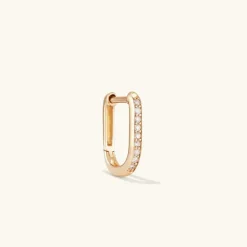 Earrings<Mejuri Single Pav Diamond Huggie U Hoop