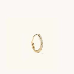 Earrings<Mejuri Single Pav Diamond Huggie Hoop