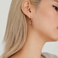 Earrings<Mejuri Single Pav Diamond Star Hoop Charm