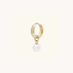 Earrings<Mejuri Single Pearl Hoop Charm