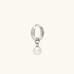 Earrings<Mejuri Single Pearl Hoop Charm