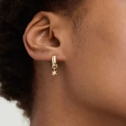 Earrings<Mejuri Single Star Hoop Charm