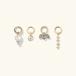 Earrings<Mejuri Single Triple Marquise Diamond Hoop Charm